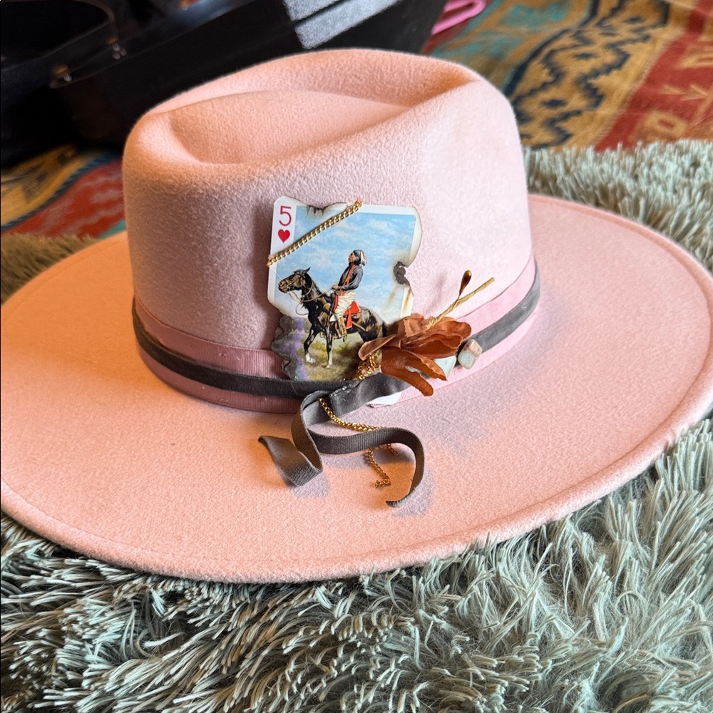 Chic Pink Hat with Black Band